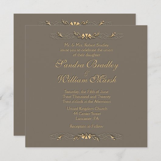Invitation de mariage élégante (Devant / Derrière)