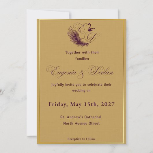 Invitation de mariage élégante (Devant)