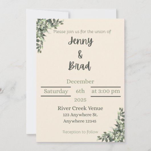 Invitation de mariage élégante (Devant)