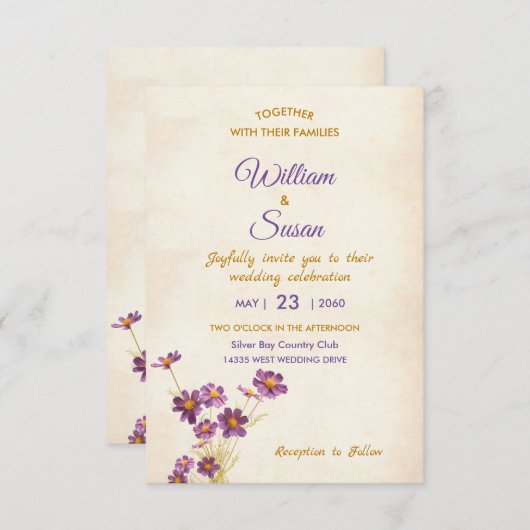 Invitation de mariage élégante (Devant / Derrière)