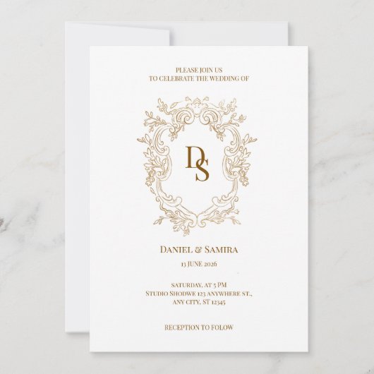 Invitation de mariage élégante (Devant)