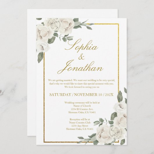 Invitation de mariage élégante (Devant / Derrière)