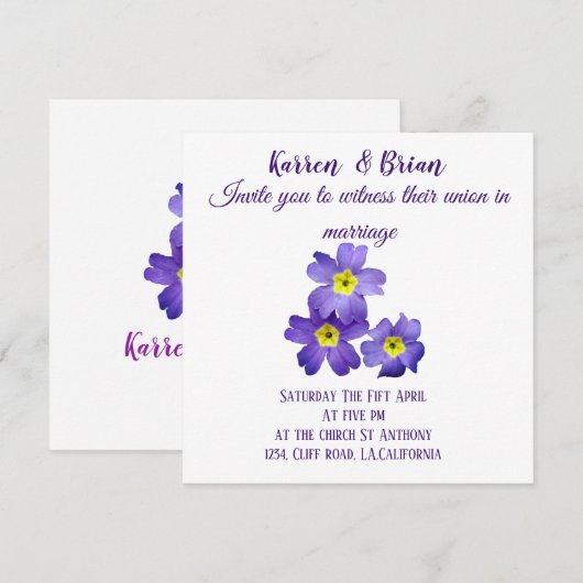Invitation de mariage élégante (Devant / Derrière)