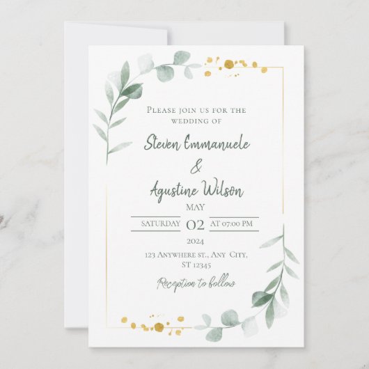 Invitation de mariage élégante (Devant)