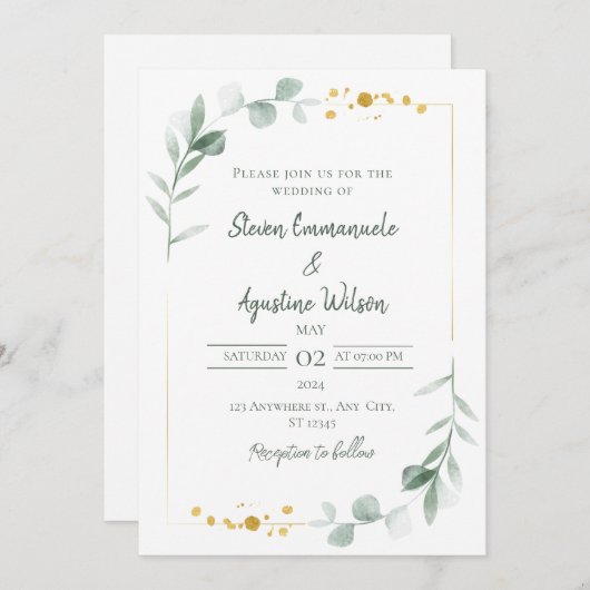 Invitation de mariage élégante (Devant / Derrière)