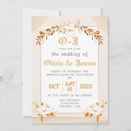 Invitation de mariage élégante (Devant)