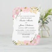 Invitation de mariage élégante à fleurs blanches (Debout devant)