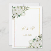 Invitation de mariage élégante à fleurs blanches e (Dos)