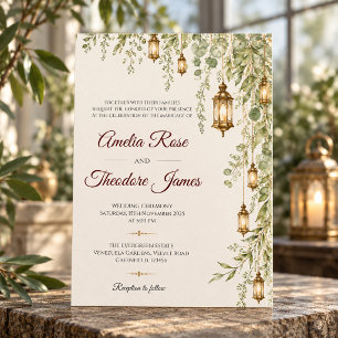 Invitation de mariage élégante à lanterne aquarell