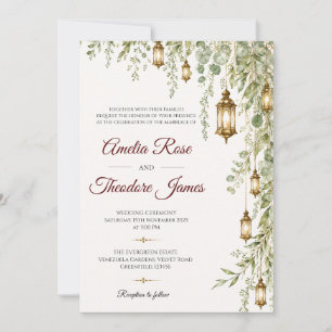 Invitation de mariage élégante à lanterne aquarell