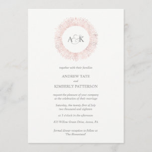 Invitation de mariage élégante à monogramme or ros