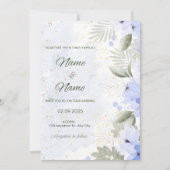 Invitation de mariage élégante à motif floral bleu (Devant)
