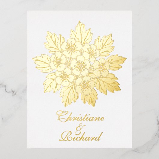 Invitation de mariage élégante à rosette florale (Recto)
