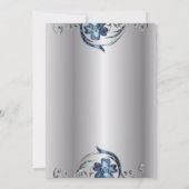 Invitation de mariage élégante argent et bleu (Dos)
