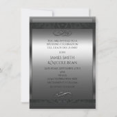 Invitation de mariage élégante argent et noir (Devant)