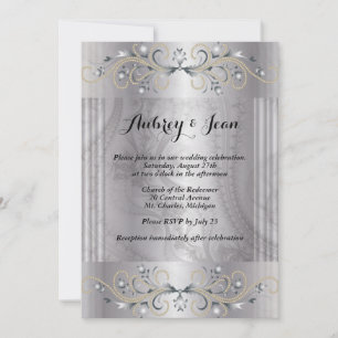 Invitation de mariage élégante argent et noir