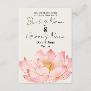 Invitation de mariage élégante au lotus aquarelle