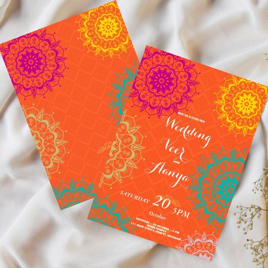 Invitation de mariage élégante au Mehndi