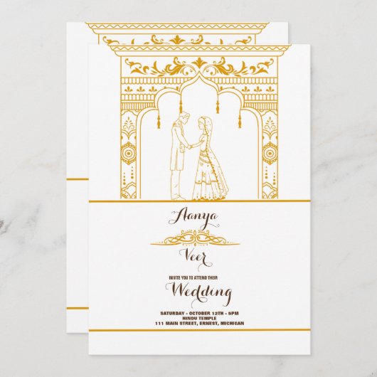 Invitation de mariage élégante au Mehndi (Devant / Derrière)