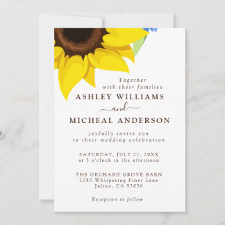 Invitation de mariage élégante au tournesol avec p