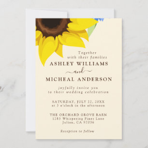 Invitation de mariage élégante au tournesol avec p