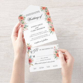 Invitation de mariage élégante aux florales en ter