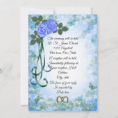 Invitation de mariage élégante aux roses bleues de (Dos)