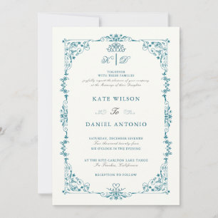 Invitation de mariage élégante avec cadre floral t
