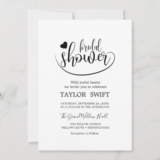 Invitation de mariage élégante avec calligraphie d (Devant)