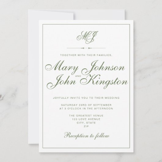 Invitation de mariage élégante avec code QR (Devant)