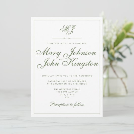 Invitation de mariage élégante avec code QR (Debout devant)