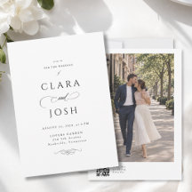 Invitation de mariage élégante avec code QR photo