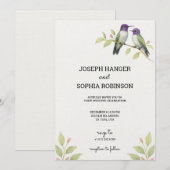Invitation de mariage élégante avec deux oiseaux  (Devant / Derrière)