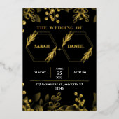 Invitation de mariage élégante avec feuille dorée  (Recto)
