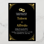 Invitation de mariage élégante avec feuille dorée  (Recto)