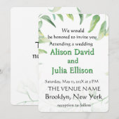 Invitation de mariage élégante avec feuilles verte (Devant / Derrière)