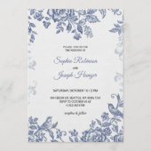Invitation de mariage élégante avec fleurs bleues (Devant)