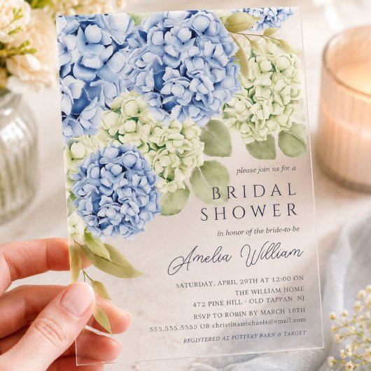 Invitation de mariage élégante avec hydrangea bleu