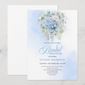 Invitation de mariage élégante avec hydrangeas ble (Devant / Derrière)
