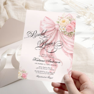 Invitation de mariage élégante avec nœud floral ro