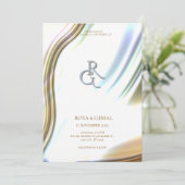 Invitation de mariage élégante avec texture de feu (Debout devant)