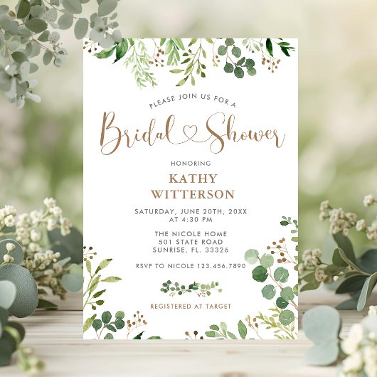 Invitation de mariage élégante avec verdure