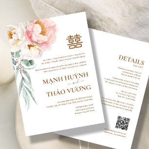 Invitation de mariage élégante Bilingue Vietnamien