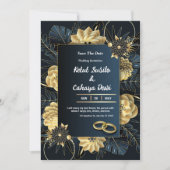 Invitation de mariage élégante blanche et or (Devant)