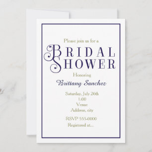 Invitation de mariage élégante bleu marine foncé