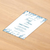 Invitation de mariage élégante bleue florale (Poser)