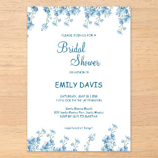 Invitation de mariage élégante bleue florale