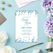 Invitation de mariage élégante bleue florale (Insitu (Mariage))