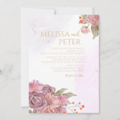 Invitation de mariage élégante Boho aux fleurs sau (Devant)