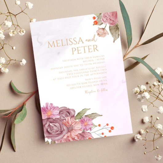 Invitation de mariage élégante Boho aux fleurs sau